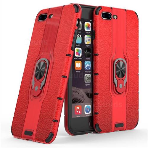 Alita Battle Angel Armor Metal Ring Grip Shockproof Dual Layer Rugged Hard Cover for iPhone 8 Plus / 7 Plus 7P(5.5 inch) - Red