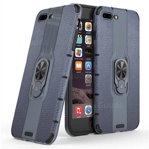 Alita Battle Angel Armor Metal Ring Grip Shockproof Dual Layer Rugged Hard Cover for iPhone 8 Plus / 7 Plus 7P(5.5 inch) - Blue