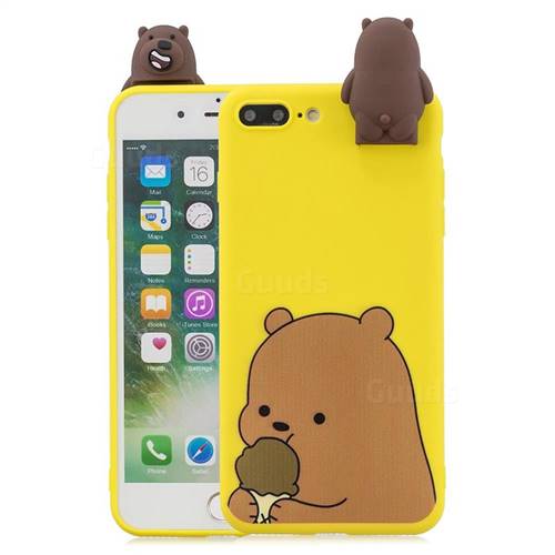 Brown Bear Soft 3D Climbing Doll Stand Soft Case for iPhone 8 Plus / 7 Plus 7P(5.5 inch)