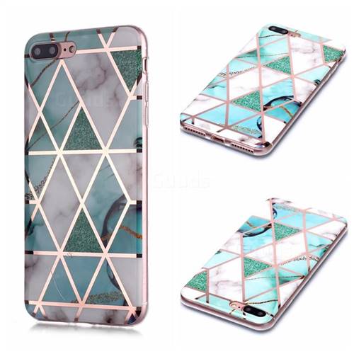 Green White Galvanized Rose Gold Marble Phone Back Cover for iPhone 8 Plus / 7 Plus 7P(5.5 inch)