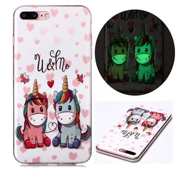Couple Unicorn Noctilucent Soft TPU Back Cover for iPhone 8 Plus / 7 Plus 7P(5.5 inch)