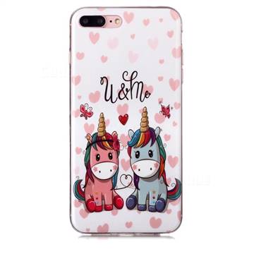 Couple Unicorn Noctilucent Soft TPU Back Cover for iPhone Plus