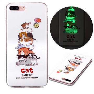 Cute Cat Noctilucent Soft TPU Back Cover for iPhone 8 Plus / 7 Plus 7P(5.5 inch)