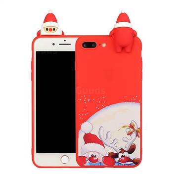 Santa Claus Elk Christmas Xmax Soft 3D Doll Silicone Case for iPhone 8 Plus / 7 Plus 7P(5.5 inch)