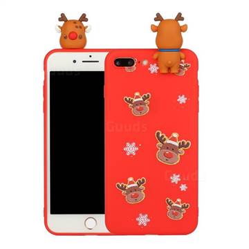Elk Snowflakes Christmas Xmax Soft 3D Doll Silicone Case for iPhone 8 Plus / 7 Plus 7P(5.5 inch)