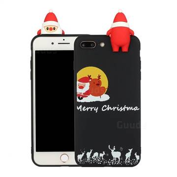 Santa Elk on Moon Christmas Xmax Soft 3D Doll Silicone Case for iPhone 8 Plus / 7 Plus 7P(5.5 inch)