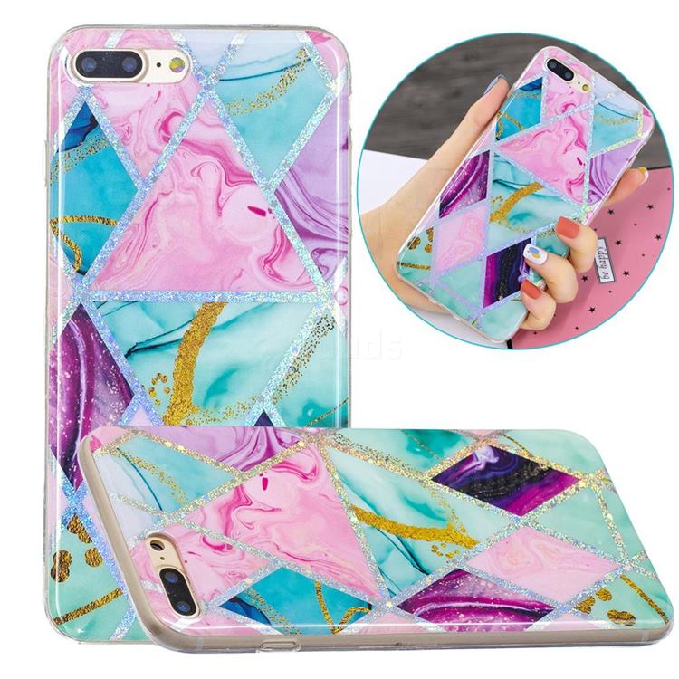 Triangular Marble Painted Galvanized Electroplating Soft Phone Case Cover for iPhone 8 Plus / 7 Plus 7P(5.5 inch)