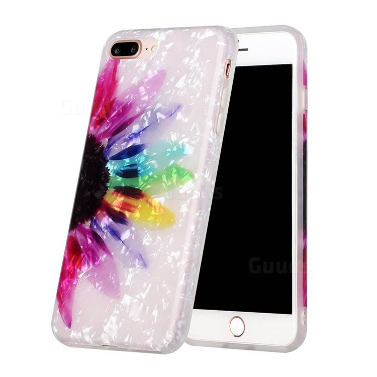 Colored Sunflower Shell Pattern Glossy Rubber Silicone Protective Case Cover for iPhone 8 Plus / 7 Plus 7P(5.5 inch)