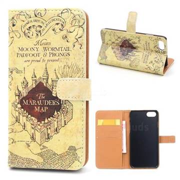 The Marauders Map Leather Wallet Case for iPhone 8 Plus / 7 Plus 8P 7P (5.5 inch)