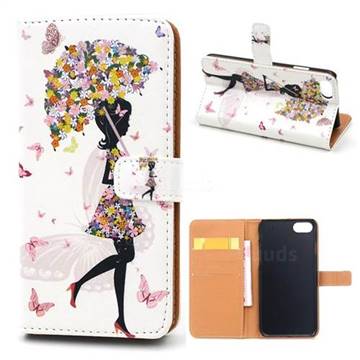 Flower Umbrella Girl Leather Wallet Case for iPhone 8 Plus / 7 Plus 8P 7P (5.5 inch)