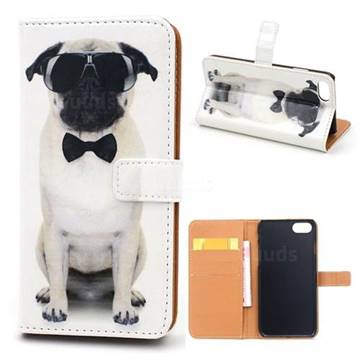 Glasses Dog Leather Wallet Case for iPhone 8 Plus / 7 Plus 8P 7P (5.5 inch)