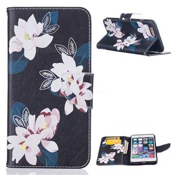 Black Lily Leather Wallet Case for iPhone 8 Plus / 7 Plus 8P 7P (5.5 inch)