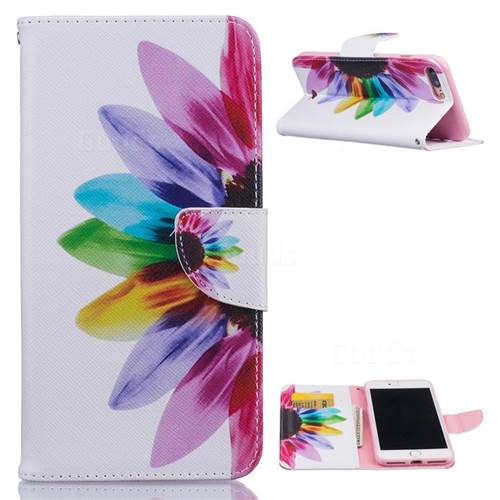 Seven-color Flowers Leather Wallet Case for iPhone 8 Plus / 7 Plus 8P 7P (5.5 inch)