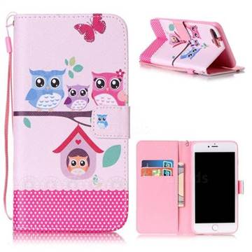 Family Owls Leather Wallet Case for iPhone 8 Plus / 7 Plus 8P 7P (5.5 inch)