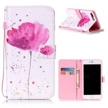 Watercolor Flower Leather Wallet Case for iPhone 8 Plus / 7 Plus 8P 7P (5.5 inch)