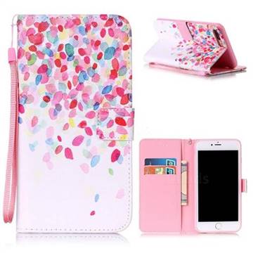Colored Petals Leather Wallet Case for iPhone 8 Plus / 7 Plus 8P 7P (5.5 inch)