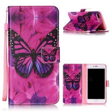 Black Butterfly Leather Wallet Phone Case for iPhone 8 Plus / 7 Plus 8P 7P (5.5 inch)