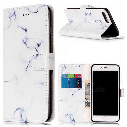 Soft White Marble PU Leather Wallet Case for iPhone 8 Plus / 7 Plus 8P 7P(5.5 inch)