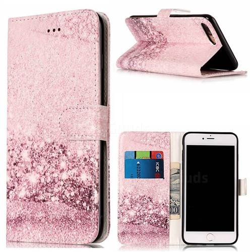 Glittering Rose Gold PU Leather Wallet Case for iPhone 8 Plus / 7 Plus 8P 7P(5.5 inch)