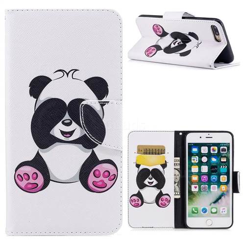 Lovely Panda Leather Wallet Case for iPhone 8 Plus / 7 Plus 8P 7P(5.5 inch)