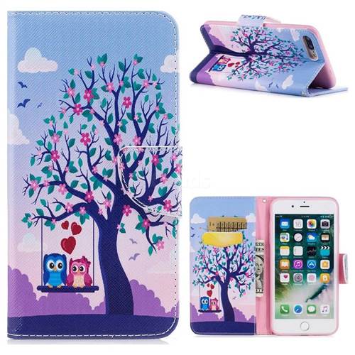 Tree and Owls Leather Wallet Case for iPhone 8 Plus / 7 Plus 8P 7P(5.5 inch)