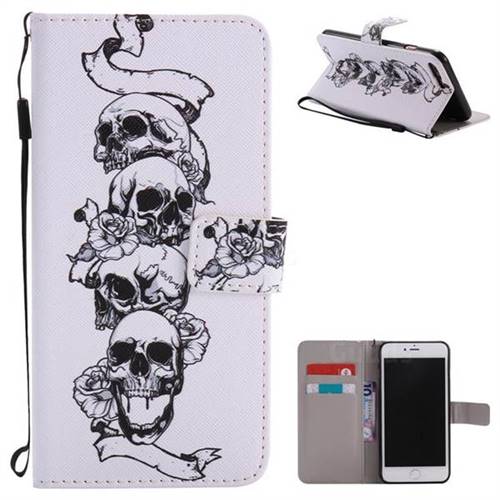 Skull Head PU Leather Wallet Case for iPhone 8 Plus / 7 Plus 8P 7P(5.5 inch)