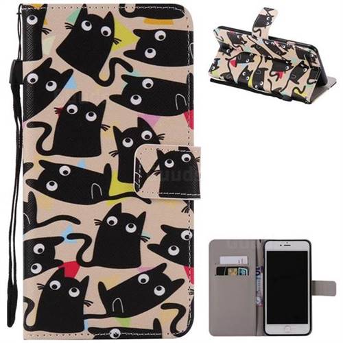 Cute Kitten Cat PU Leather Wallet Case for iPhone 8 Plus / 7 Plus 8P 7P(5.5 inch)