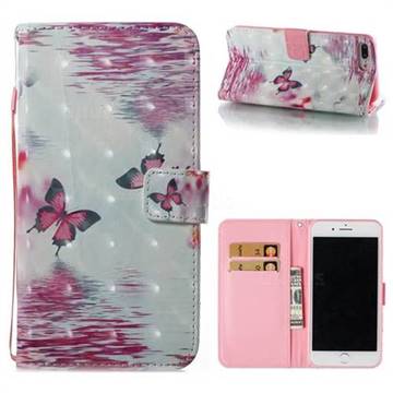 Purple Butterfly 3D Painted Leather Wallet Case for iPhone 8 Plus / 7 Plus 7P(5.5 inch)