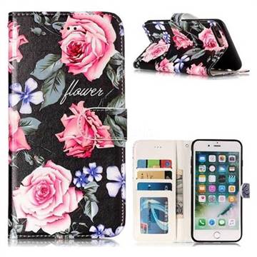 Peony 3D Relief Oil PU Leather Wallet Case for iPhone 8 Plus / 7 Plus 7P(5.5 inch)