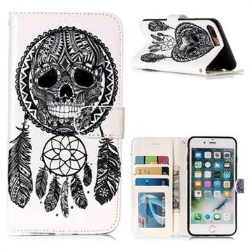 Wind Chimes Skull 3D Relief Oil PU Leather Wallet Case for iPhone 8 Plus / 7 Plus 7P(5.5 inch)