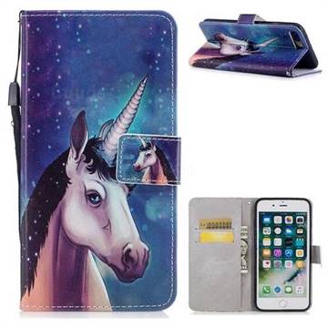 Blue Unicorn PU Leather Wallet Case for iPhone 8 Plus / 7 Plus 7P(5.5 inch)