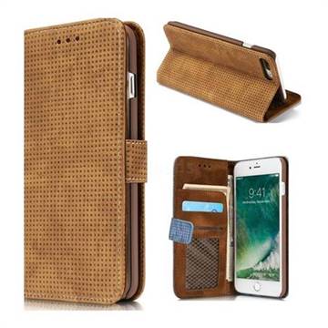 Luxury Vintage Mesh Monternet Leather Wallet Case for iPhone 8 Plus / 7 Plus 7P(5.5 inch) - Brown