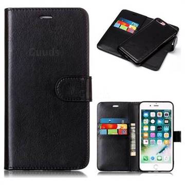 Black Detachable Smooth PU Leather Wallet Case for iPhone 8 Plus / 7 Plus 7P(5.5 inch)