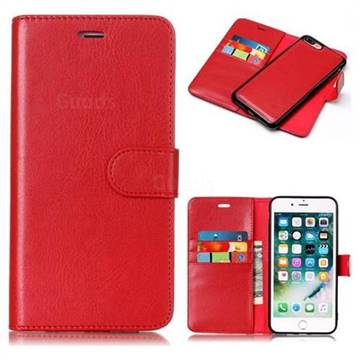Red Detachable Smooth PU Leather Wallet Case for iPhone 8 Plus / 7 Plus 7P(5.5 inch)