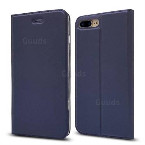 Ultra Slim Card Magnetic Automatic Suction Leather Wallet Case for iPhone 8 Plus / 7 Plus 7P(5.5 inch) - Royal Blue