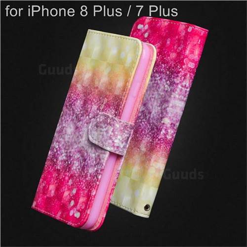 Gradient Rainbow 3D Painted Leather Wallet Case for iPhone 8 Plus / 7 Plus 7P(5.5 inch)