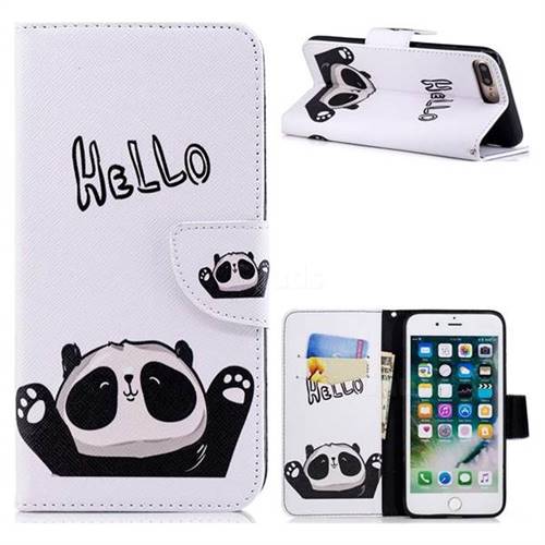 Hello Panda Leather Wallet Case for iPhone 8 Plus / 7 Plus 7P(5.5 inch)