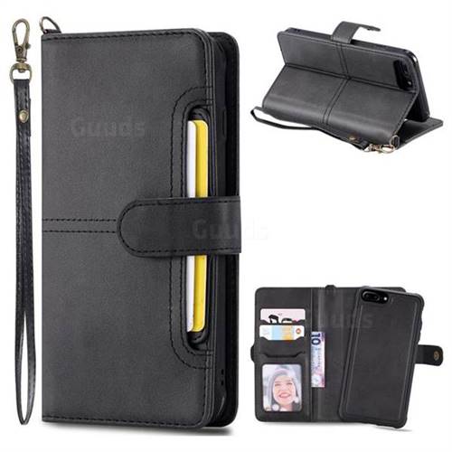 Retro Multi-functional Aristocratic Demeanor Detachable Leather Wallet Phone Case for iPhone 8 Plus / 7 Plus 7P(5.5 inch) - Black