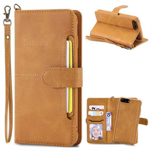 Retro Multi-functional Aristocratic Demeanor Detachable Leather Wallet Phone Case for iPhone 8 Plus / 7 Plus 7P(5.5 inch) - Brown