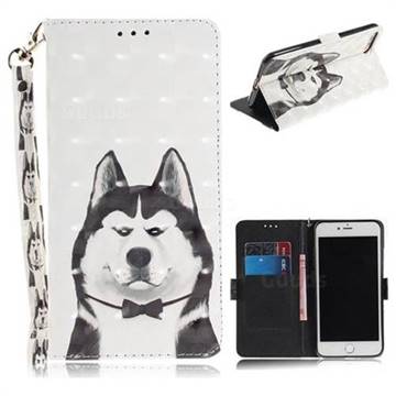 Husky Dog 3D Painted Leather Wallet Phone Case for iPhone 8 Plus / 7 Plus 7P(5.5 inch)