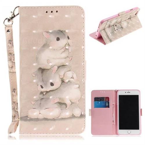 Three Squirrels 3D Painted Leather Wallet Phone Case for iPhone 8 Plus / 7 Plus 7P(5.5 inch)