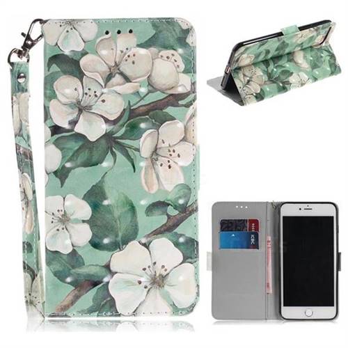 Watercolor Flower 3D Painted Leather Wallet Phone Case for iPhone 8 Plus / 7 Plus 7P(5.5 inch)