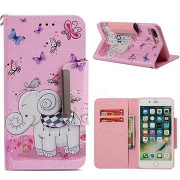 Butterfly Jumbo Big Metal Buckle PU Leather Wallet Phone Case for iPhone 8 Plus / 7 Plus 7P(5.5 inch)
