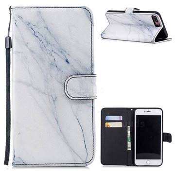 White Marble Painting Leather Wallet Phone Case for iPhone 8 Plus / 7 Plus 7P(5.5 inch)