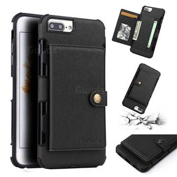 Brush Multi-function Leather Phone Case for iPhone 8 Plus / 7 Plus 7P(5.5 inch) - Black