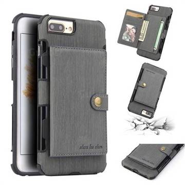 Brush Multi-function Leather Phone Case for iPhone 8 Plus / 7 Plus 7P(5.5 inch) - Gray