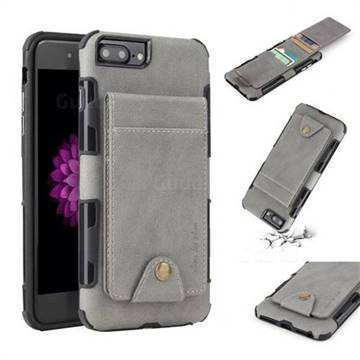 Woven Pattern Multi-function Leather Phone Case for iPhone 8 Plus / 7 Plus 7P(5.5 inch) - Gray