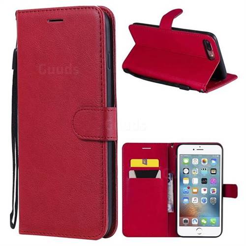 Retro Greek Classic Smooth PU Leather Wallet Phone Case for iPhone 8 Plus / 7 Plus 7P(5.5 inch) - Red