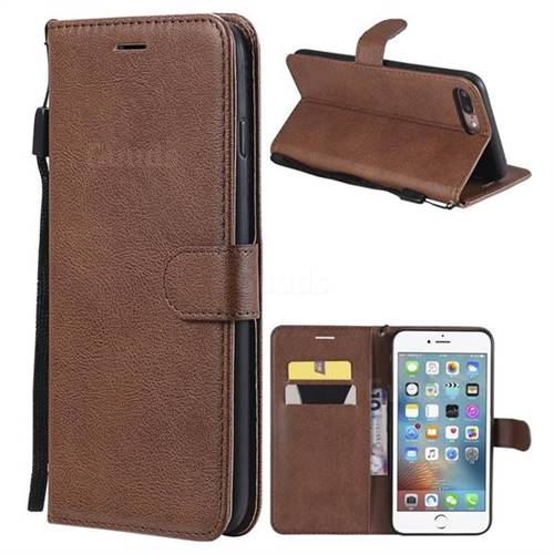 Retro Greek Classic Smooth PU Leather Wallet Phone Case for iPhone 8 Plus / 7 Plus 7P(5.5 inch) - Brown