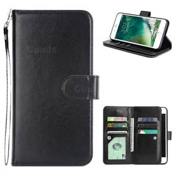 9 Card Photo Frame Smooth PU Leather Wallet Phone Case for iPhone 8 Plus / 7 Plus 7P(5.5 inch) - Black